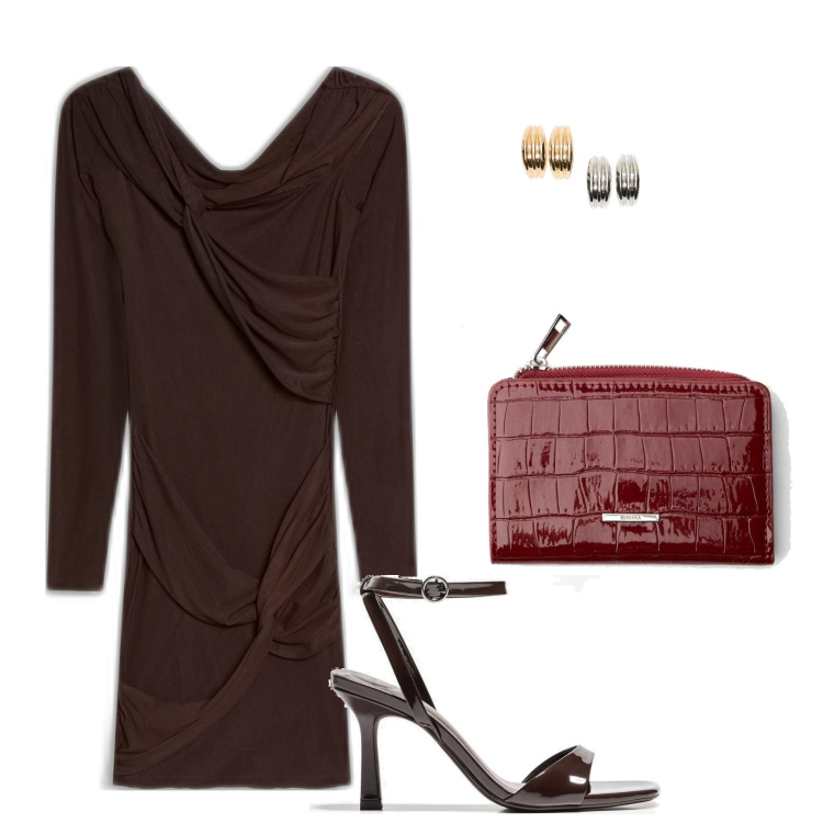 Outfit mujer - Casual #5214. Estilo Casual para Todos los días. Combinación con sandalias de tacón, monederos, vestidos cortos, pendientes.