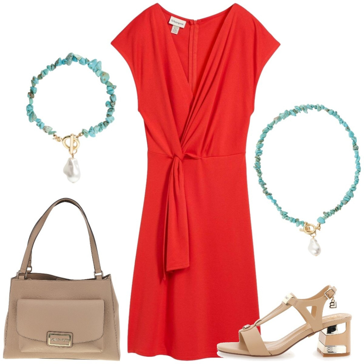 Outfit donna - Total look #2415432. Stile Chic per Tutti i giorni. Abbinamento con vestiti midi/longuette, braccialetti, collane, sandali col tacco, borse a spalla.