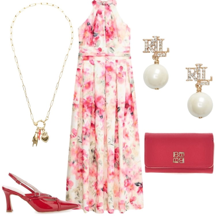 Outfit donna - Total look #2415440. Stile Chic per Cerimonia. Abbinamento con vestiti, ciondoli, orecchini, décolleté, portafogli.