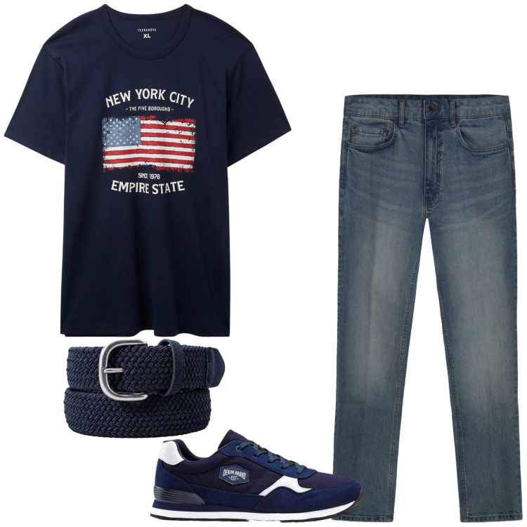 Outfit uomo - Total look #2415531. Stile Casual per Tutti i giorni. Abbinamento con sneakers, t-shirt, cinture, jeans.