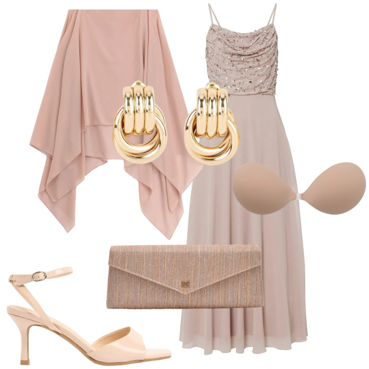 Outfit donna - Cerimonia in retrò. Stile Vintage retrò per Cerimonia. Abbinamento con sandali col tacco, vestiti, orecchini, reggiseni a balconcino, pochette, cappe.