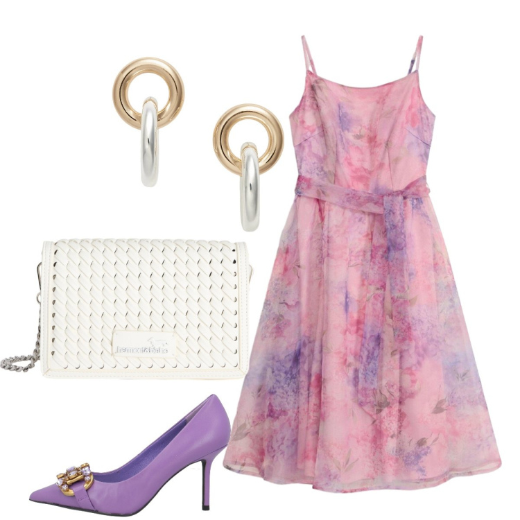 Outfit donna - L’abito…evanescente. Stile Chic per Serata fuori. Abbinamento con décolleté, vestiti midi/longuette, borse a tracolla, orecchini.