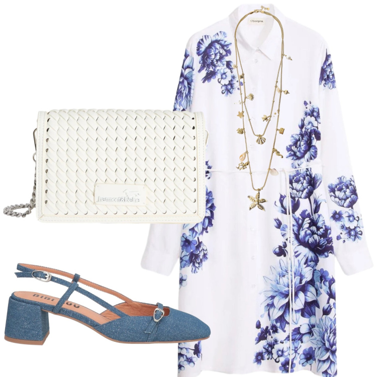 Outfit donna - Total look #2415645. Stile Casual chic per Serata fuori. Abbinamento con décolleté, vestiti, collane, borse a tracolla.