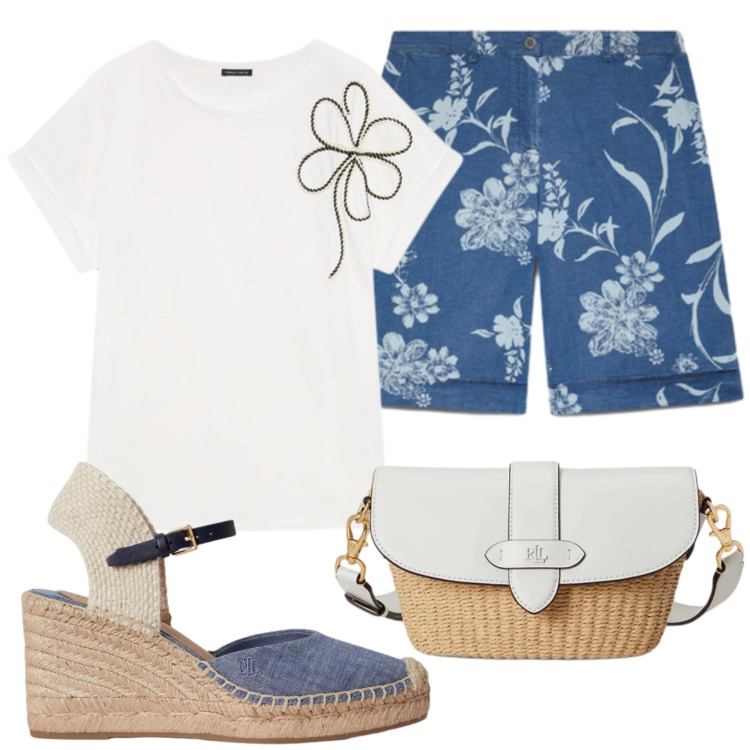 Outfit donna - Total look #2415651. Stile Trendy per Tutti i giorni. Abbinamento con bermuda, t-shirt, borse a spalla, espadrillas.