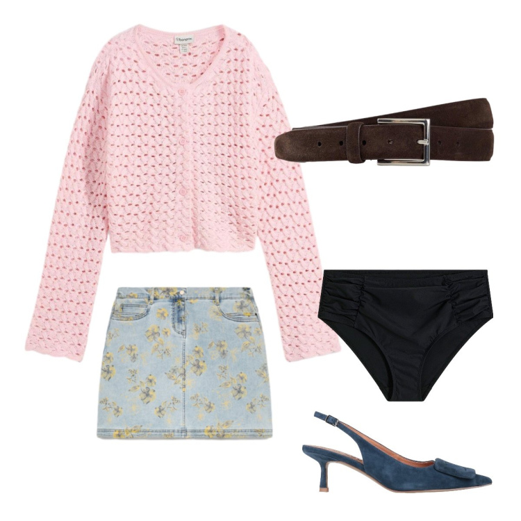 Outfit donna - Estate romantica e colorata. Stile Romantica per Serata fuori. Abbinamento con décolleté, culotte, cardigans, cinture, minigonne.