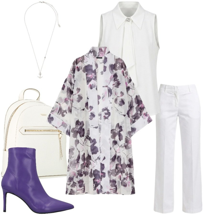 Outfit donna - Total look #2415718. Stile Casual chic per Tutti i giorni. Abbinamento con zaini, stivaletti, top, pantaloni, caftani, ciondoli.