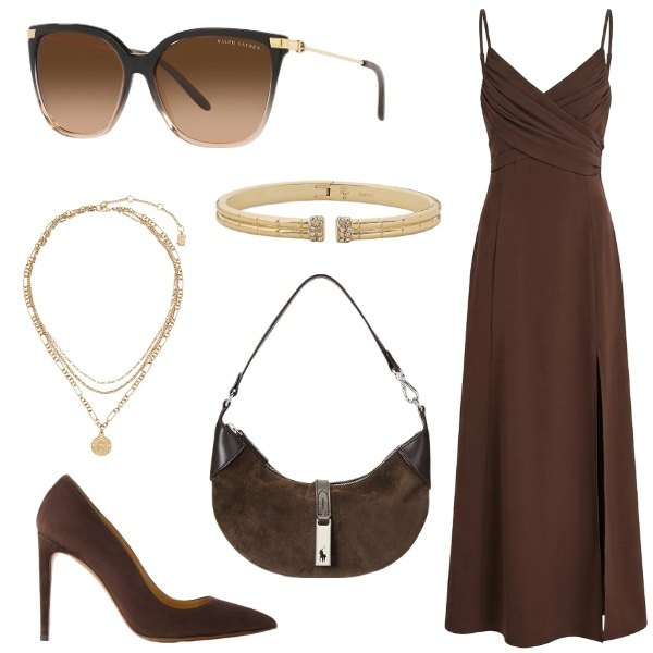 Outfit donna - Total look #2415740. Abbinamento con vestiti lunghi, décolleté, occhiali da sole, borse a spalla, ciondoli, braccialetti.