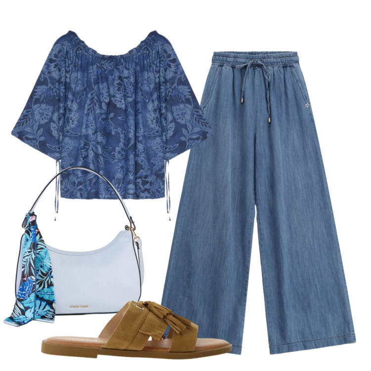 Outfit donna - Total look #2415777. Stile Boho per Tutti i giorni. Abbinamento con borse a mano, sandali, jeans, bluse.