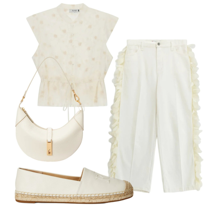 Outfit donna - Total look #2415779. Stile Boho per Tutti i giorni. Abbinamento con pantaloni, top, borse a spalla, espadrillas.