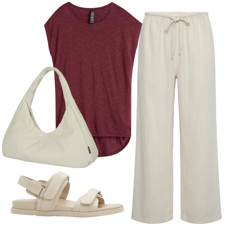 Outfit donna - Total look #2415795. Stile Basic per Tutti i giorni. Abbinamento con maglieria, sandali, pantaloni, borse a spalla.