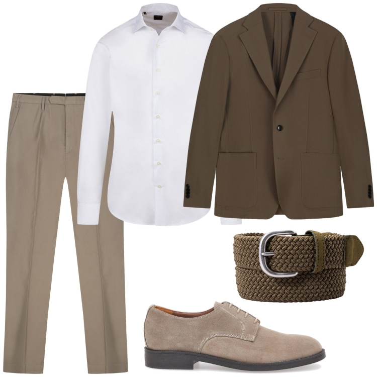 Outfit uomo - Total look #2415796. Stile Business/Elegante per Ufficio. Abbinamento con camicie, pantaloni, giacche, cinture, scarpe stringate.