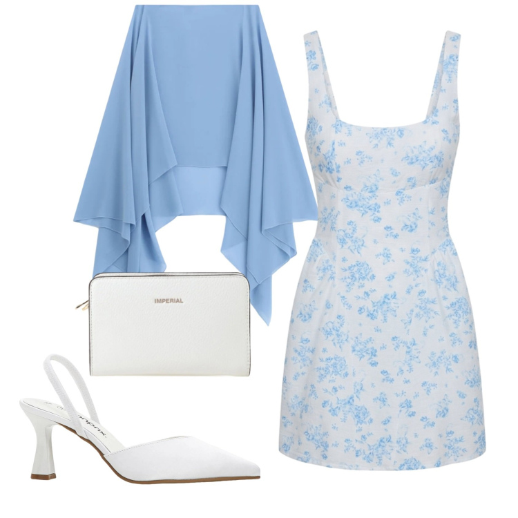 Outfit donna - Total look #2415805. Stile Romantica per Cerimonia. Abbinamento con décolleté, vestiti corti, borse a tracolla, cappe.