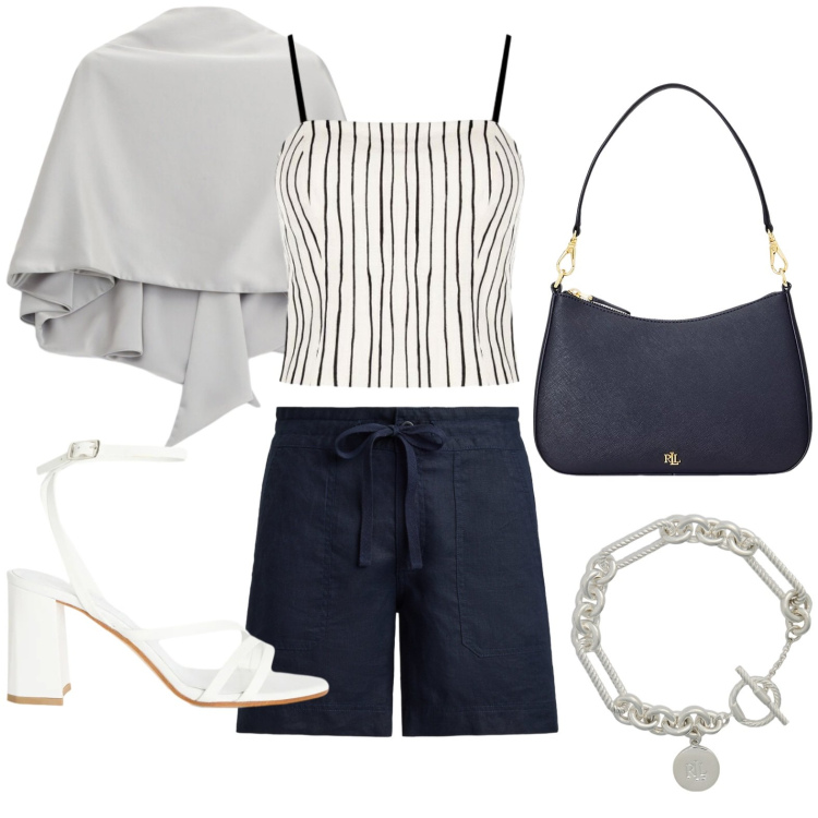 Outfit donna - Lino e leggerezza. Stile Casual per Tutti i giorni. Abbinamento con canottiere, scialli, sandali in pelle, shorts, braccialetti, borse a spalla.