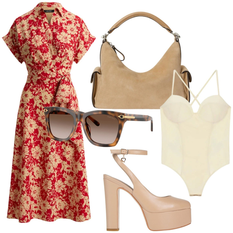 Outfit donna - Stile retro\'. Stile Vintage retrò per Tutti i giorni. Abbinamento con décolleté, body, occhiali da sole, vestiti chemisier, borse a spalla.