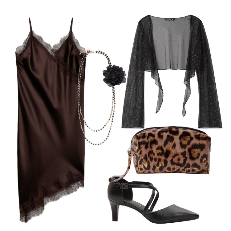 Outfit donna - Total look #2415863. Stile Vintage retrò per Cerimonia. Abbinamento con collane, vestiti asimmetrici, blazer, pochette, décolleté.