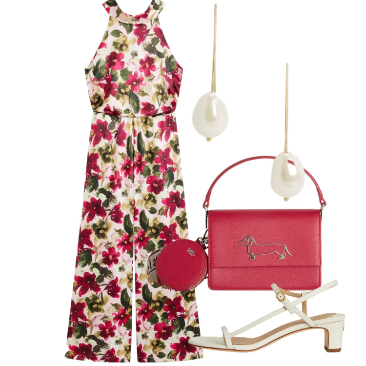 Outfit donna - Colori d’estate - Focus Donna Curvy Ital. Stile Romantica per Tutti i giorni. Abbinamento con tute, borse a tracolla, orecchini, sandali in pelle.