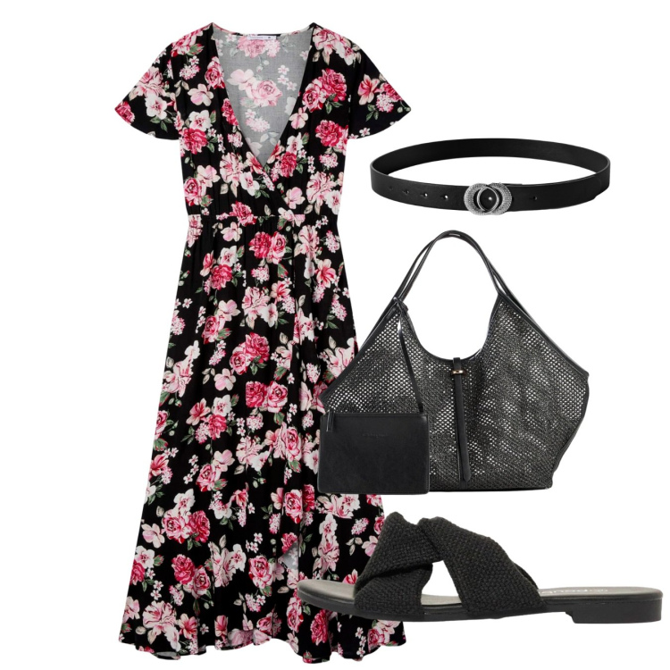 Outfit donna - Total look #2415901. Stile Romantica per Tutti i giorni. Abbinamento con sandali, shopping bag, vestiti lunghi, cinture.
