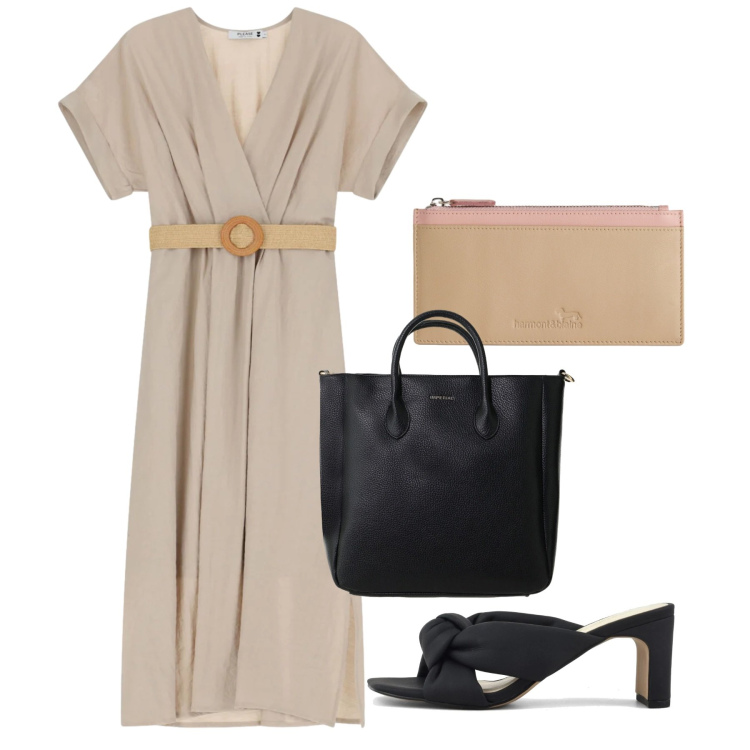 Outfit donna - Abiti fluidi sotto il sole - Focus Donna. Stile Bon Ton per Ufficio. Abbinamento con borse a tracolla, portafogli, vestiti midi/longuette, sandali col tacco.