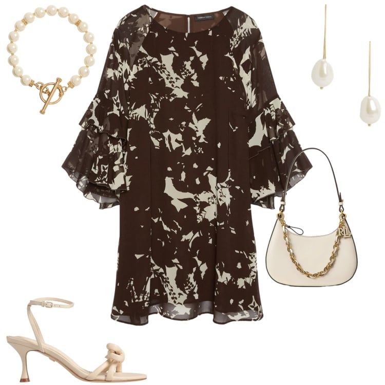 Outfit donna - Abiti fluidi sotto il sole. Stile Chic per Cerimonia. Abbinamento con sandali in pelle, vestiti corti, collane, borse a spalla, orecchini.