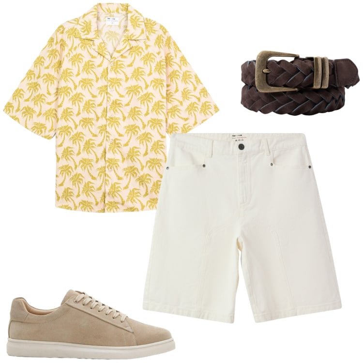 Outfit uomo - Weekend. Stile Casual per Tutti i giorni. Abbinamento con sneakers, bermuda, camicie a manica corta, cinture.