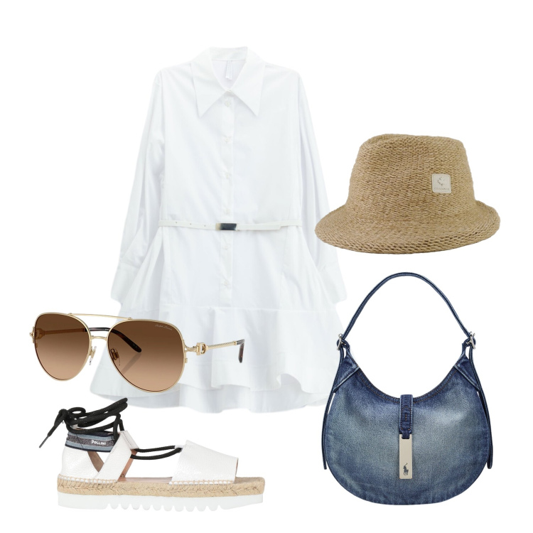 Outfit donna - Giugno. Stile Casual chic per Tutti i giorni. Abbinamento con espadrillas, vestiti corti, occhiali da sole, borse a spalla, cappelli.
