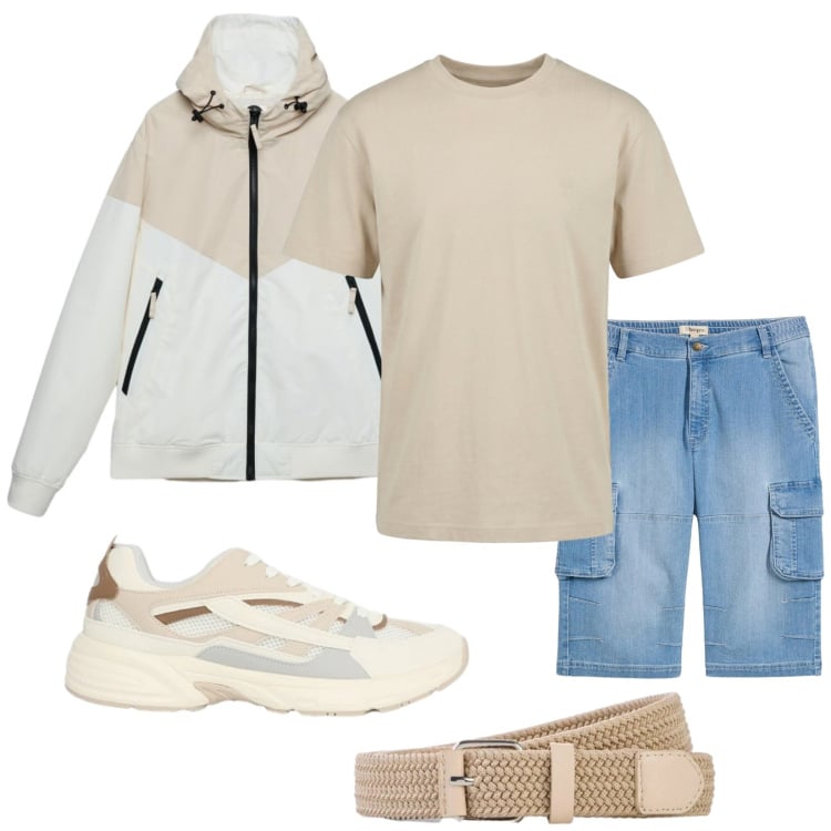Outfit uomo - Total look #2416029. Stile Casual per Tutti i giorni. Abbinamento con bermuda, cinture, sneakers, giacche sportive, t-shirt.