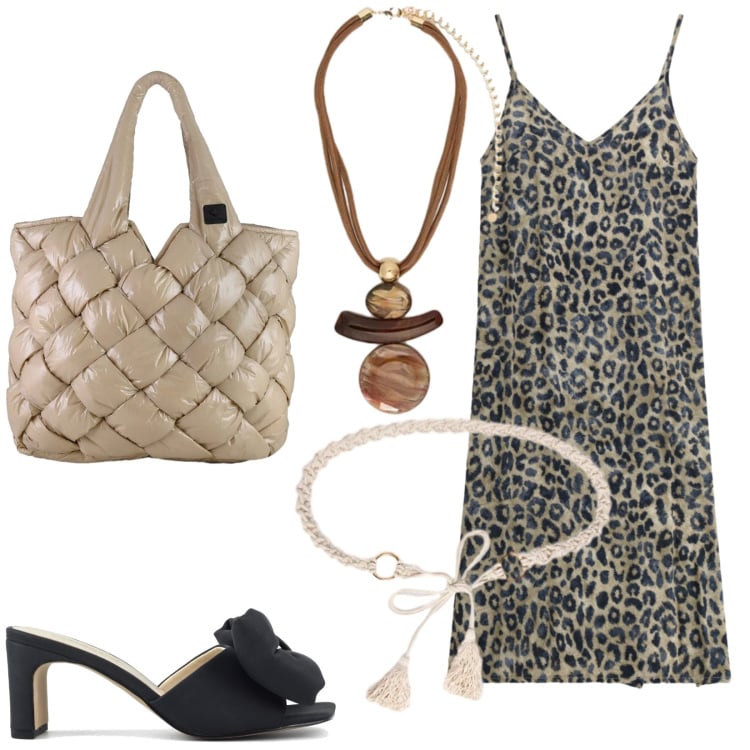 Outfit donna - Total look #2416039. Stile Glamour per Serata fuori. Abbinamento con vestiti midi/longuette, cinture, ciondoli, borse tote, sandali col tacco.