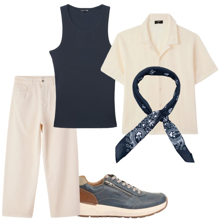 Outfit uomo - Total look #2416041. Stile Trendy per Tutti i giorni. Abbinamento con sneakers, pantaloni, camicie a manica corta, canottiere, sciarpe e foulard.