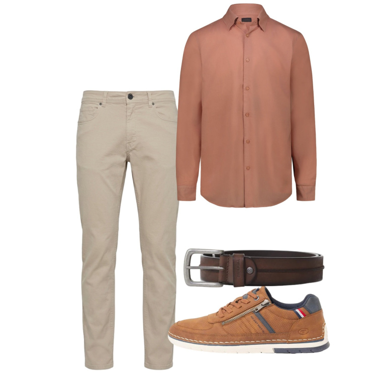 Outfit uomo - Colori mediterranei. Stile Casual per Tutti i giorni. Abbinamento con sneakers, cinture, pantaloni, camicie.