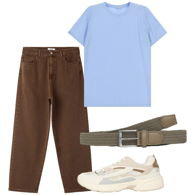 Outfit uomo - Giugno. Stile Casual per Tutti i giorni. Abbinamento con cinture, sneakers, pantaloni, t-shirt.