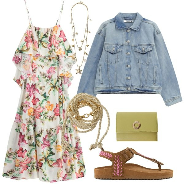 Outfit donna - Total look #2416116. Stile Vintage retrò per Mare. Abbinamento con portafogli, collane, vestiti lunghi, blazer, cinture, infradito.