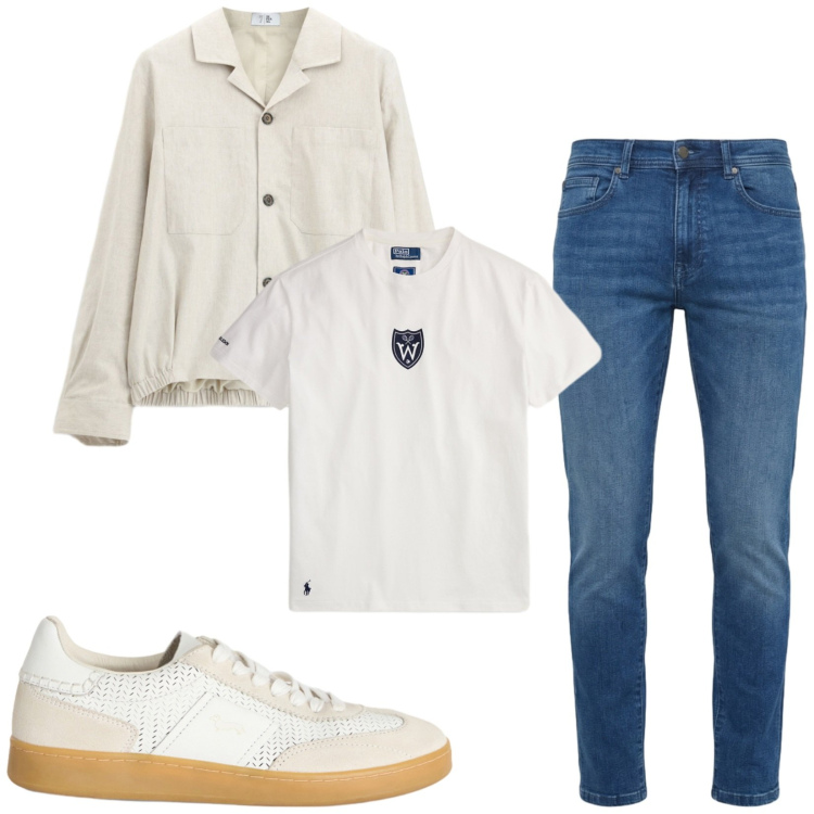 Outfit uomo - Total look #2416127. Stile Casual per Tutti i giorni. Abbinamento con cappotti, sneakers, jeans slim fit, t-shirt.
