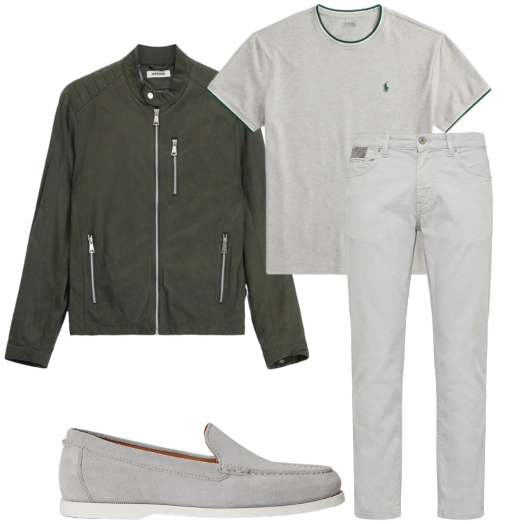 Outfit uomo - Total look #2416133. Stile Casual per Tutti i giorni. Abbinamento con giacche, pantaloni, scarpe stringate, t-shirt.