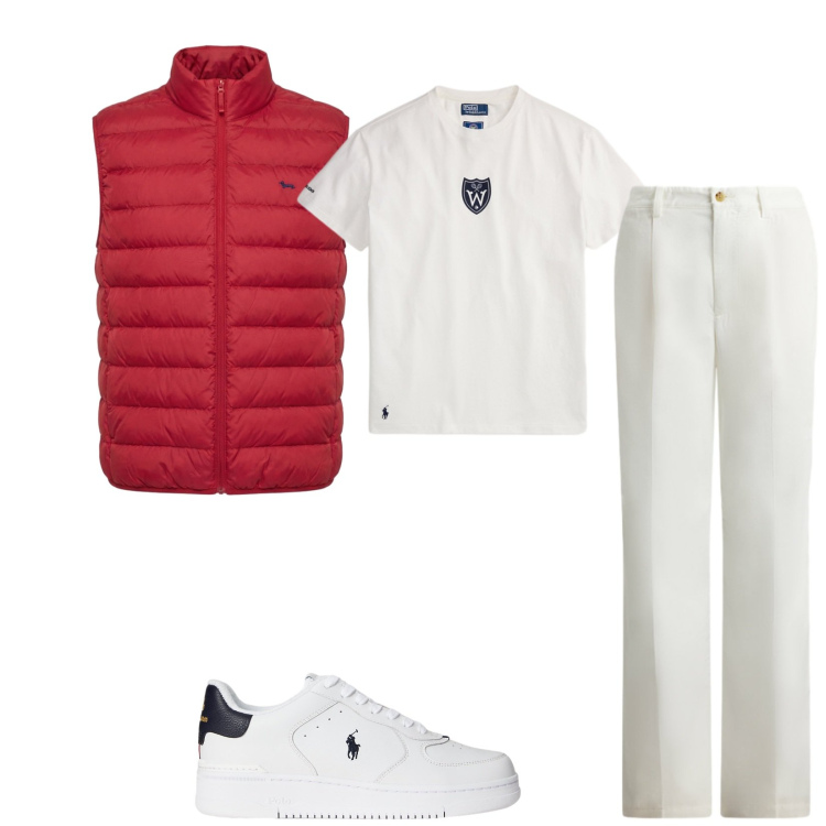 Outfit uomo - Total look #2416138. Stile Trendy per Tutti i giorni. Abbinamento con piumini, sneakers, pantaloni, t-shirt.