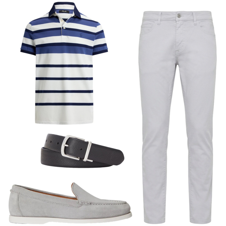 Outfit uomo - Total look #2416141. Stile Casual per Tutti i giorni. Abbinamento con pantaloni, scarpe stringate, polo, cinture.