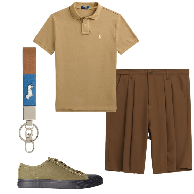Outfit uomo - Total look #2416150. Stile Casual per Tutti i giorni. Abbinamento con bermuda, portachiavi, sneakers, polo.