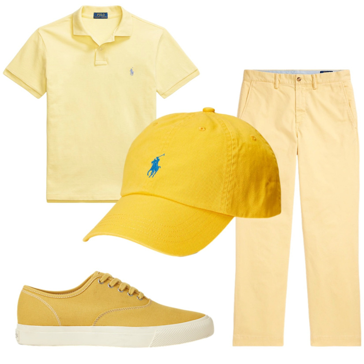 Outfit uomo - Total look #2416173. Stile Trendy per Tutti i giorni. Abbinamento con pantaloni, polo, sneakers, cappelli con visiera.