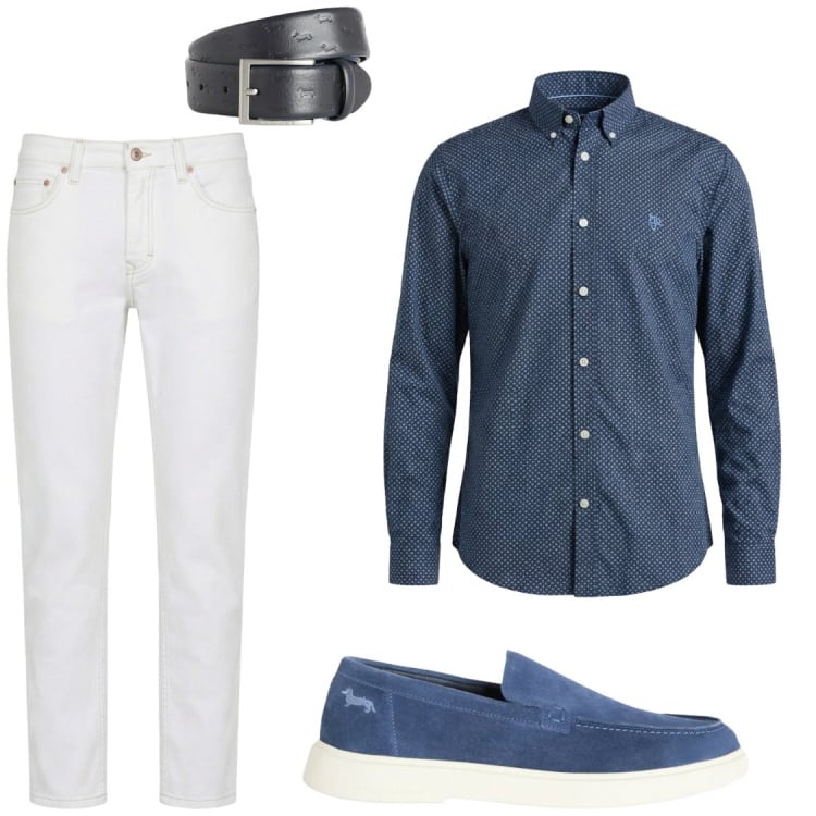 Outfit uomo - Stai molto bene cosi\'. Stile Business/Elegante per Serata speciale. Abbinamento con jeans, cinture, camicie, scarpe stringate.