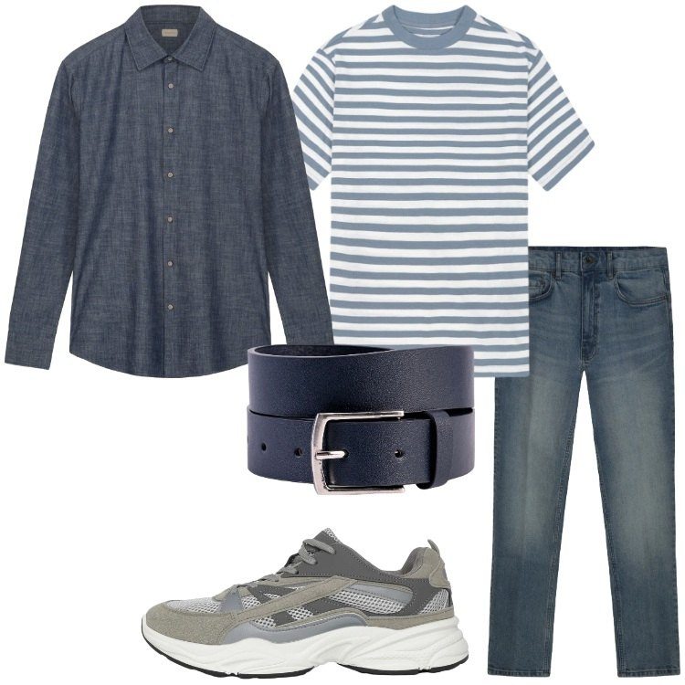 Outfit uomo - Camicie aperte e layering leggero. Stile Urban per Tutti i giorni. Abbinamento con sneakers, jeans, t-shirt, cinture, camicie.