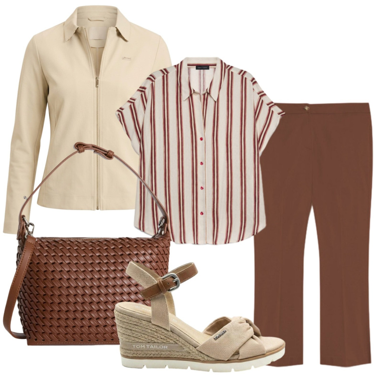 Outfit donna - Less Straps, More Style. Stile Chic per Tutti i giorni. Abbinamento con sandali col tacco, borse a spalla, camicie a manica corta, pantaloni, felpe.