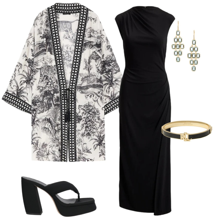 Outfit donna - New geisha. Stile Vintage retrò per Serata fuori. Abbinamento con ciabatte, caftani, braccialetti, orecchini, vestiti a tubino.