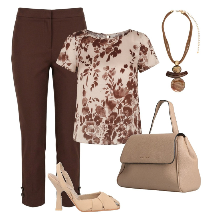 Outfit donna - Total look #2416331. Stile Basic per Ufficio. Abbinamento con décolleté, zaini, pantaloni, bluse, ciondoli.