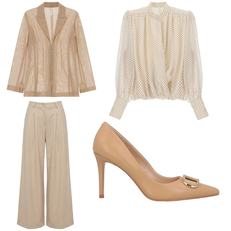 Outfit donna - Total look #2416336. Stile Casual chic per Ufficio. Abbinamento con décolleté, camicie, blazer, pantaloni.