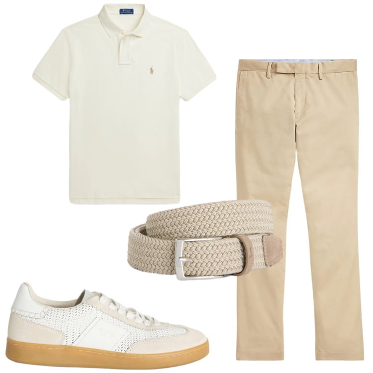 Outfit uomo - Total look #2416345. Stile Casual per Tutti i giorni. Abbinamento con cinture, sneakers, pantaloni chino, polo.