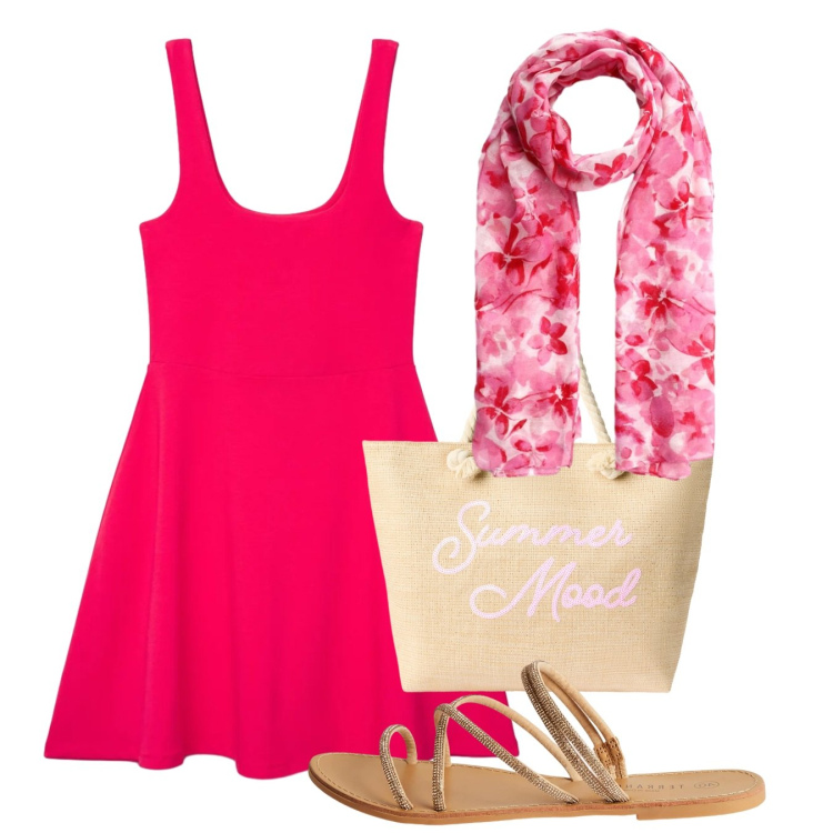 Outfit donna - Corallo. Stile Bon Ton per Tutti i giorni. Abbinamento con sandali, borse tote, foulard, vestiti corti.