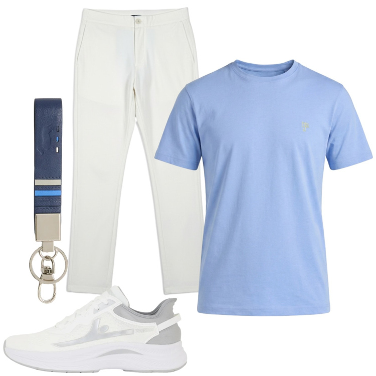 Outfit uomo - Total look #2416461. Stile Casual per Tutti i giorni. Abbinamento con portachiavi, t-shirt, sneakers, pantaloni.
