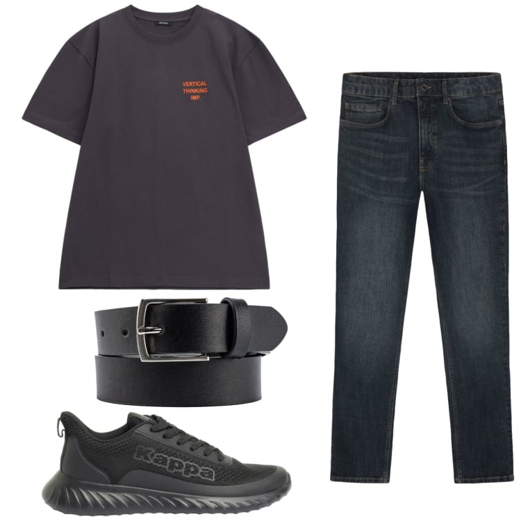 Outfit uomo - Total look #2416507. Stile Urban per Tutti i giorni. Abbinamento con sneakers, t-shirt, cinture, jeans.