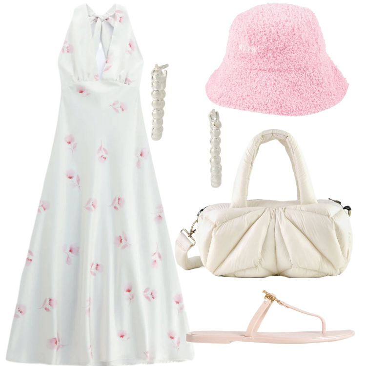 Outfit donna - Confort. Stile Casual chic per Tutti i giorni. Abbinamento con cappelli, ciabatte, vestiti lunghi, orecchini, borse a mano.