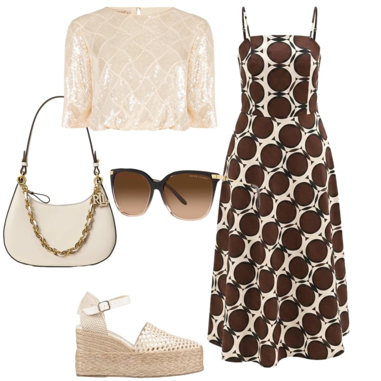 Outfit donna - Femminilità. Stile Casual chic per Tutti i giorni. Abbinamento con espadrillas, top, vestiti lunghi, occhiali da sole, borse a spalla.