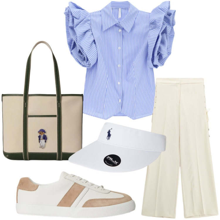 Outfit donna - Camicia stilosa. Stile Casual per Tutti i giorni. Abbinamento con pantaloni, camicie a manica corta, cappelli con visiera, sneakers, borse tote.